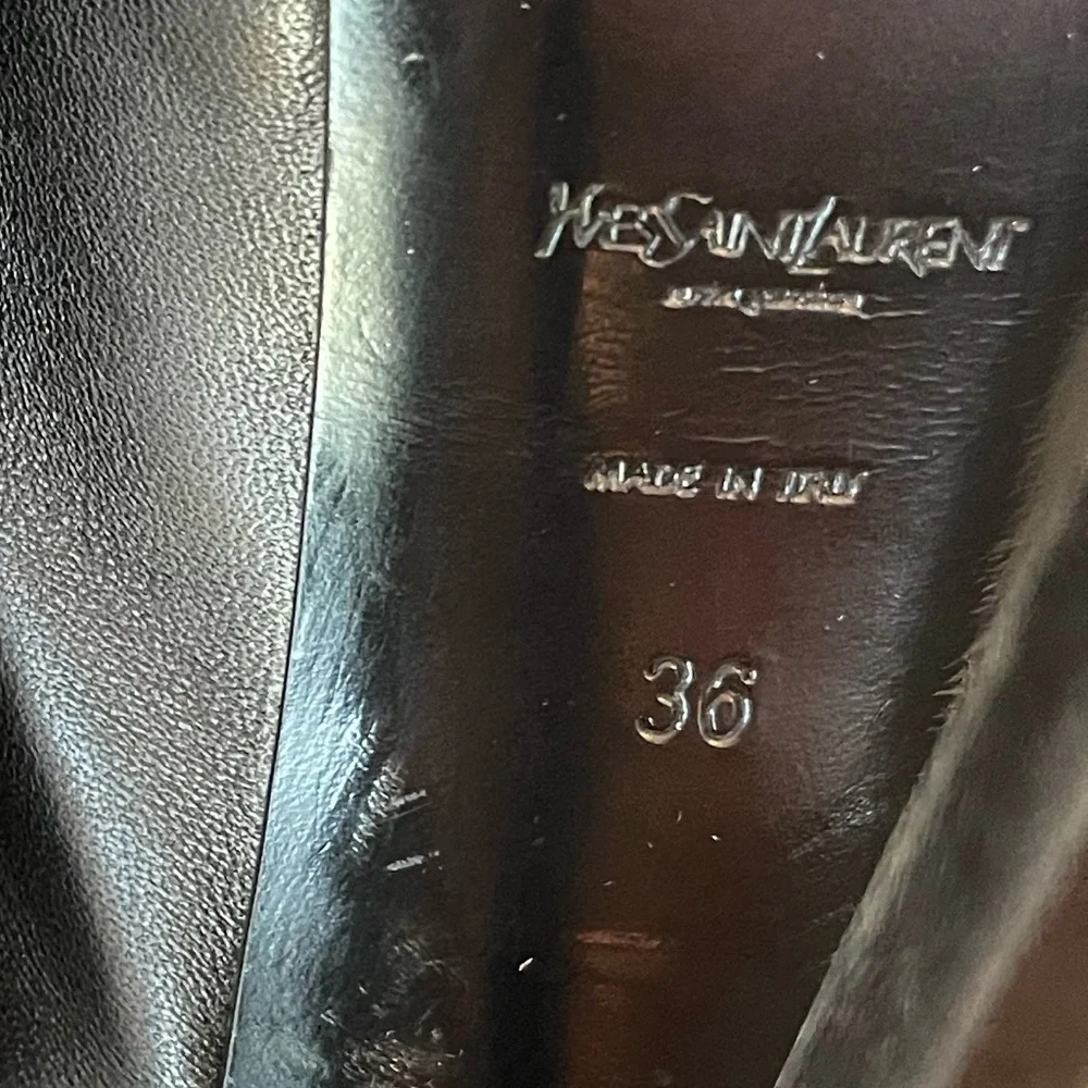 Yves Saint Laurent YSL Black Leather tribute tribtoo Slingback Pumps - Picture 7 of 8